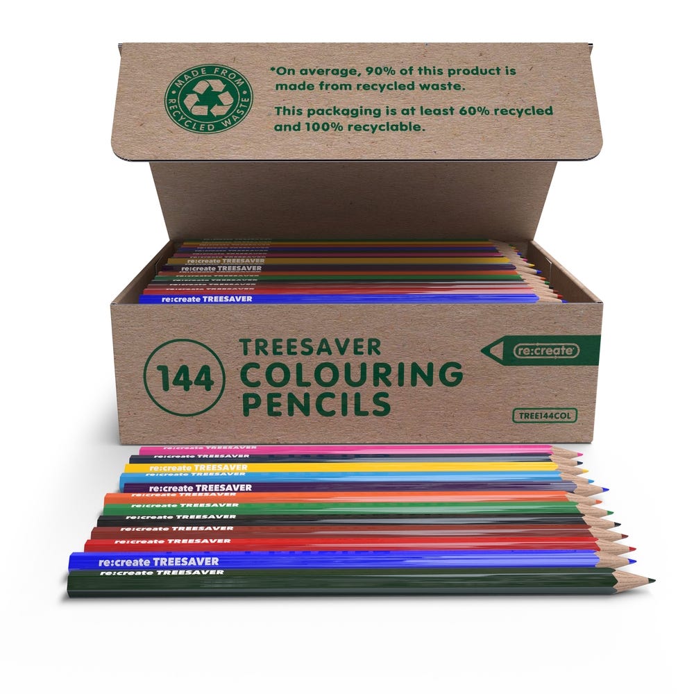 Treesaver Colouring Pencils 12 Assorted Colours Pack of 144
