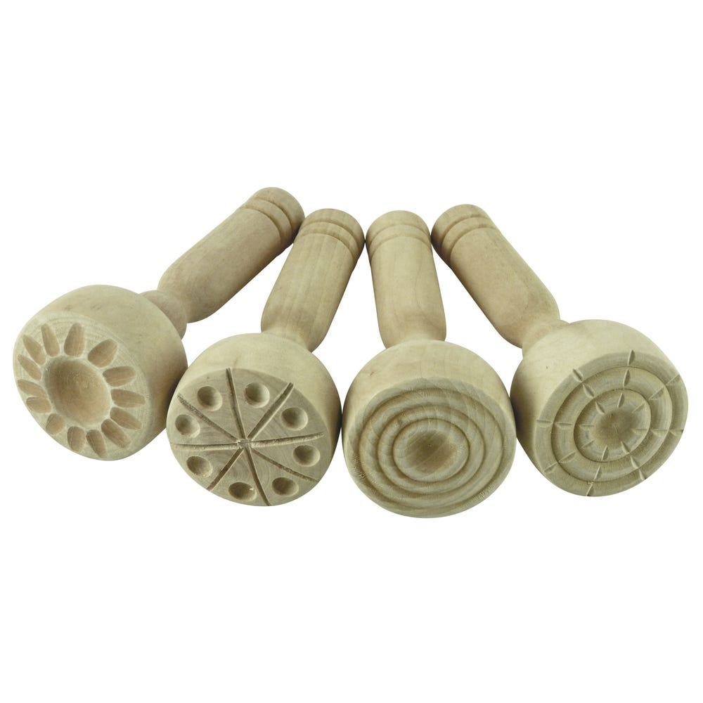 Wooden Dough Stampers, Pack 4