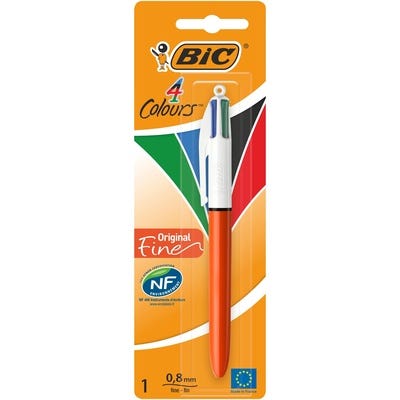 BIC 4 Colours Original Fine Pen, Black, Blue, Red, Green, Each