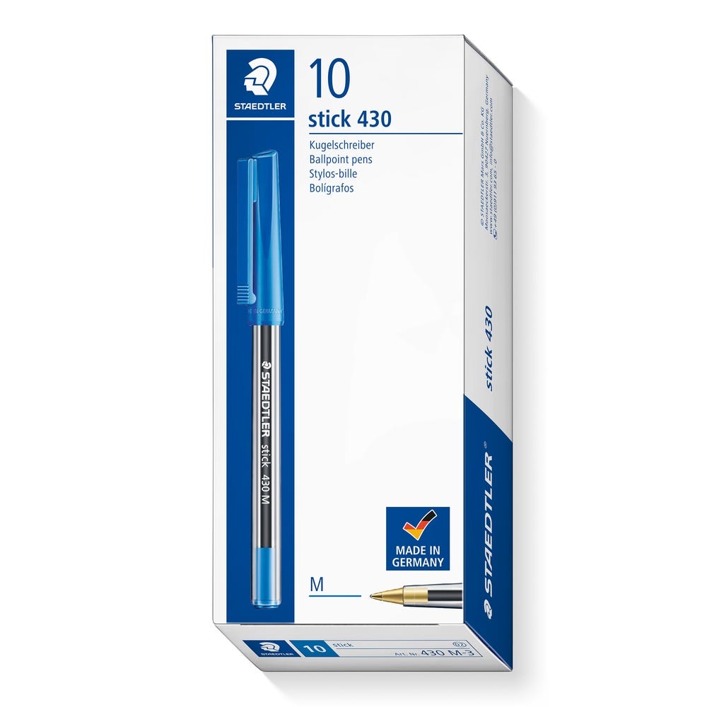 Staedtler Stick Ballpoint Pens Blue Pack of 10