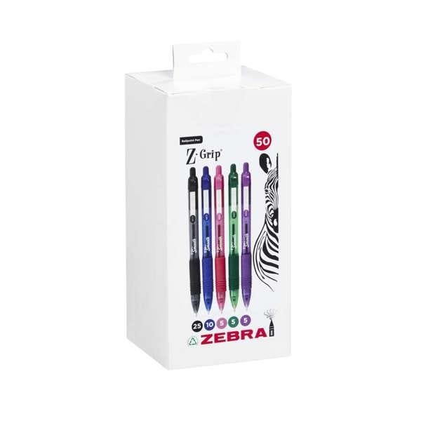 Zebra Z-Grip Smooth Retractable Ballpoint Pens Pack 50