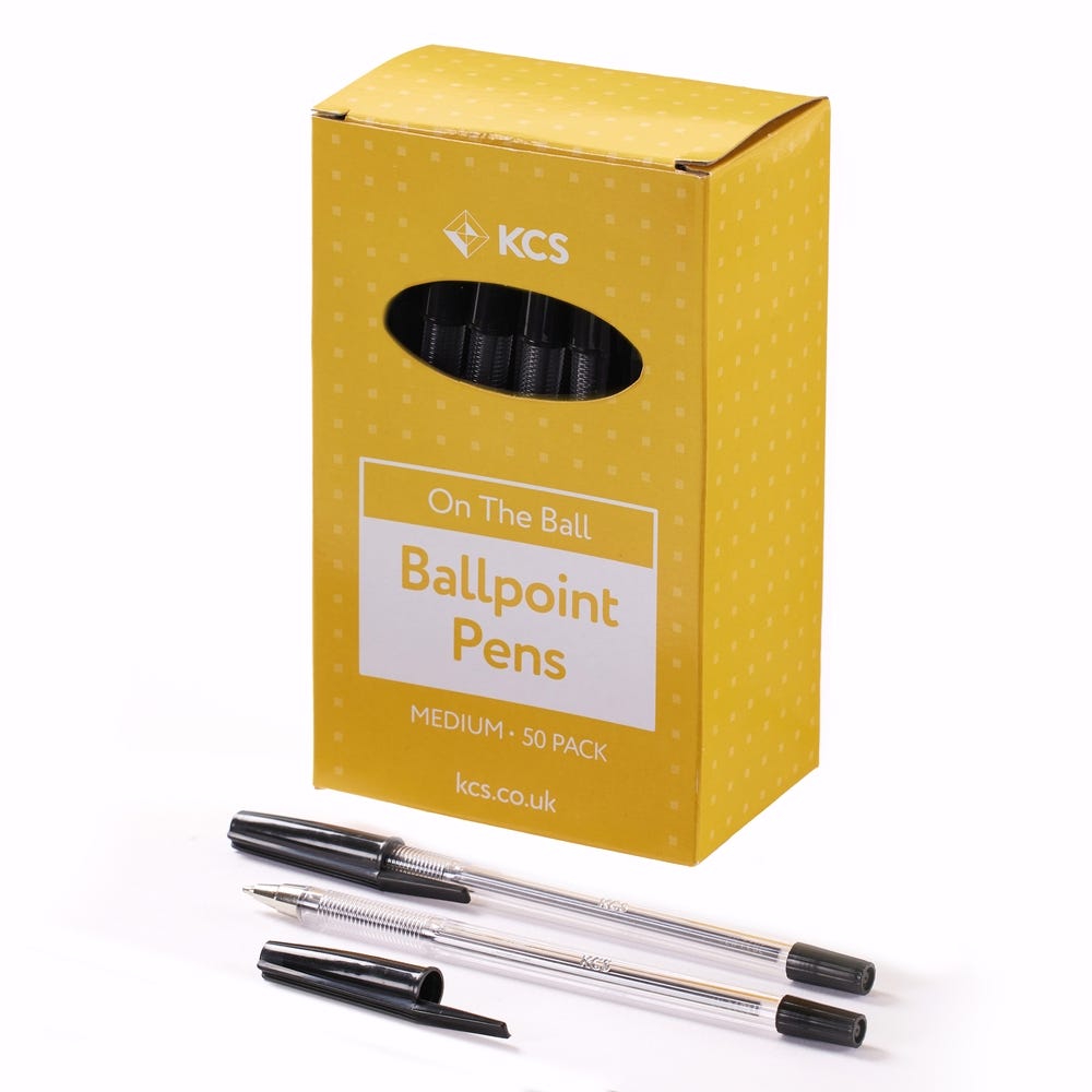 KCS Ballpoint Pens Black Box of 100