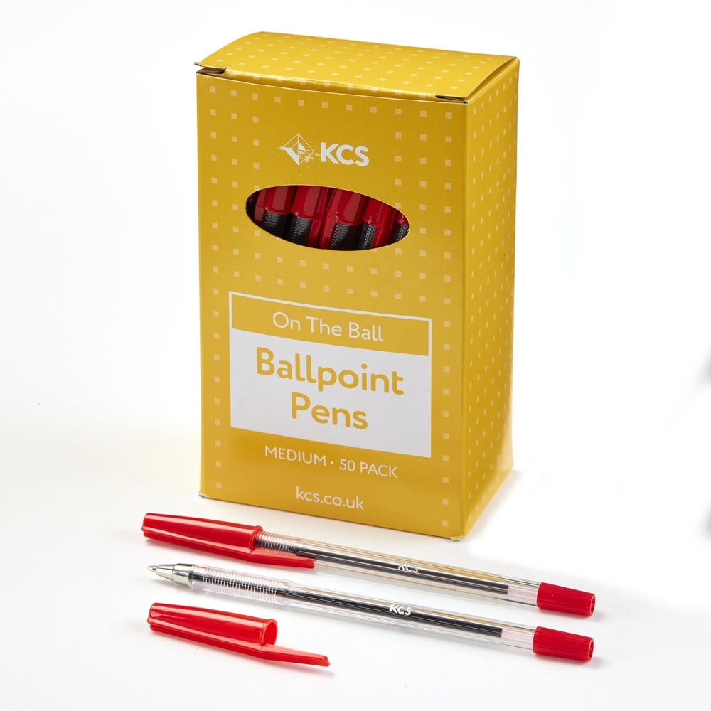 KCS Ballpoint Pens Red Box of 50