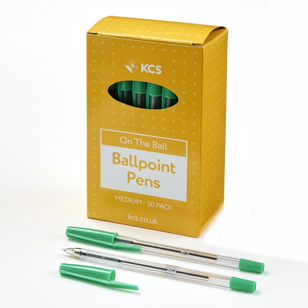 KCS Ballpoint Pens Green Box of 50