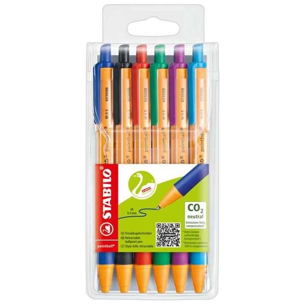 STABILO Pointball Ballpoint Pens Assorted Colours Pack of 6