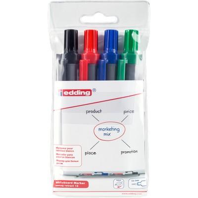 edding 12 Retract Whiteboard Markers Assorted Pack 4