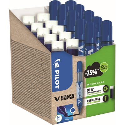 V-Board Master Blue Whiteboard Markers Pack 10 + 10 Refills