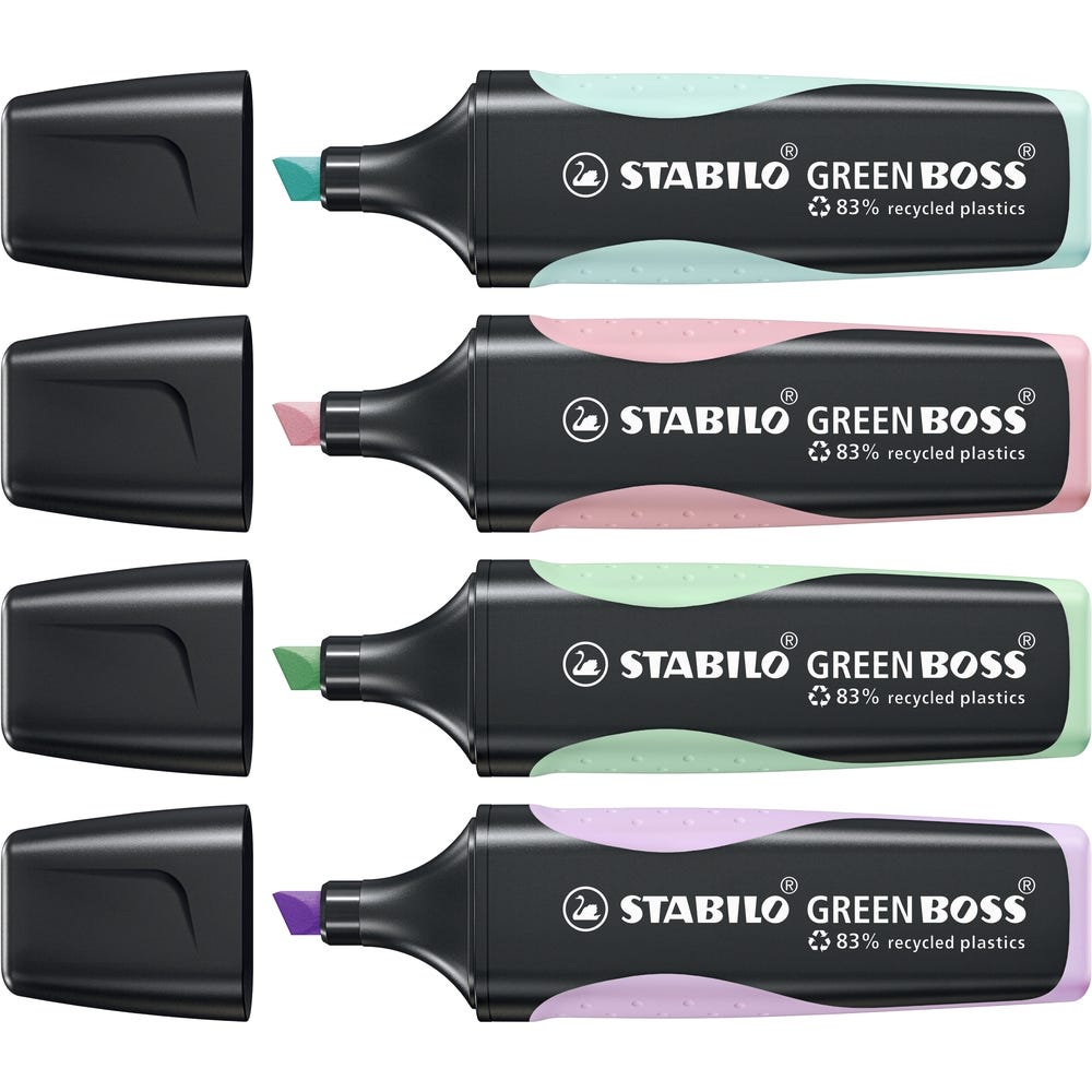 STABILO GREEN BOSS Highlighters 4 Assorted Pastel Colours