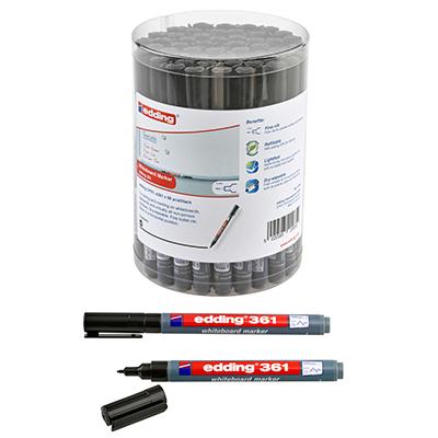 edding 361 Drywipe Markers Bullet Tip Black Pack of 50
