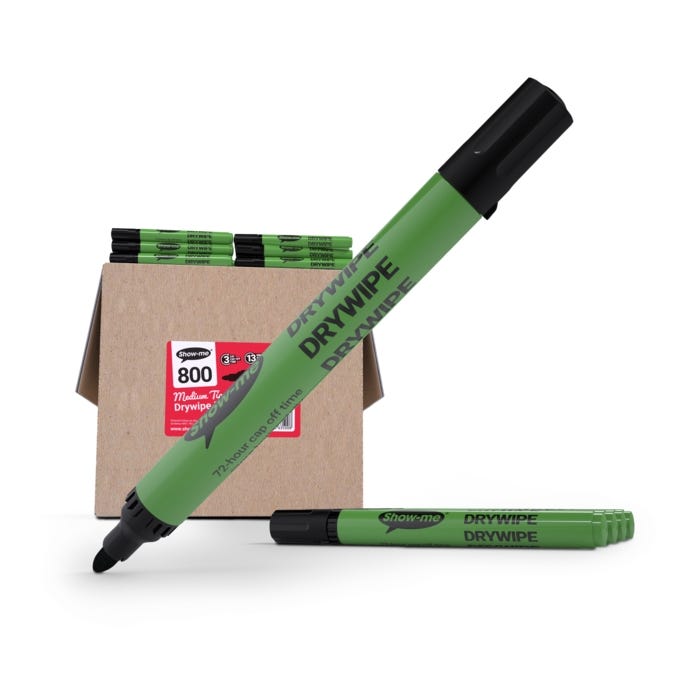 Show-me Drywipe Pens Black Medium