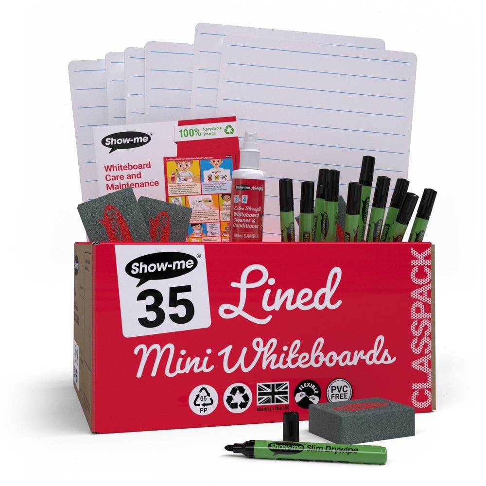 A4 Show-me Lined Mini Whiteboards Pack of 35