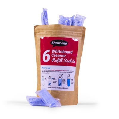 Show-me Refillable Whiteboard Cleaner Refill Sachets Pack of 6
