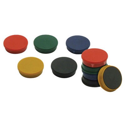 Round Magnetic Markers 32mm Assorted Colours Pack of 10