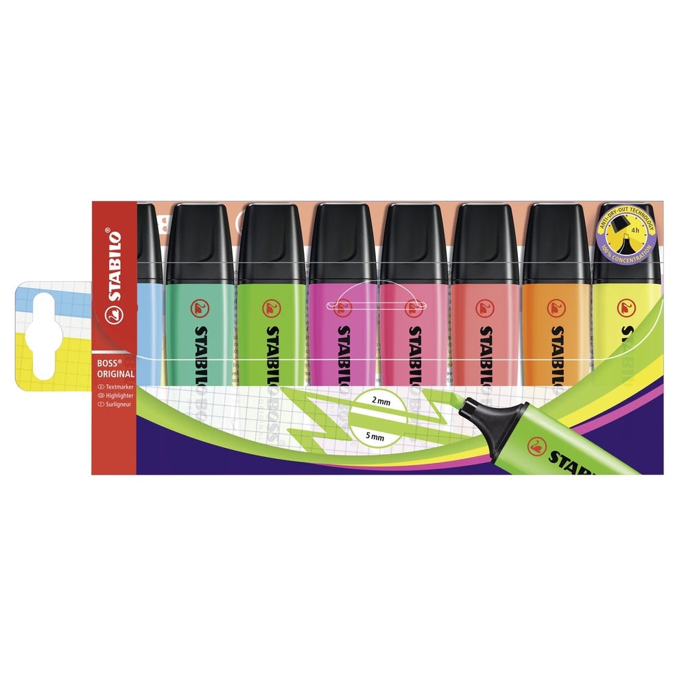 STABILO BOSS ORIGINAL Highlighters 8 Assorted Neon Colours