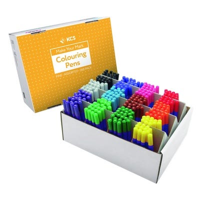 KCS Colouring Pens Fine Tip Assorted  Colours Pack of 288