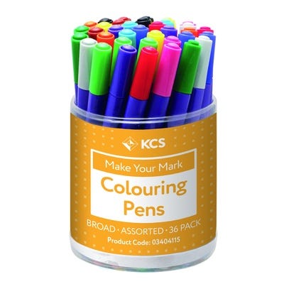 KCS Colouring Pens Broad Tip Assorted Colours Pack of 36