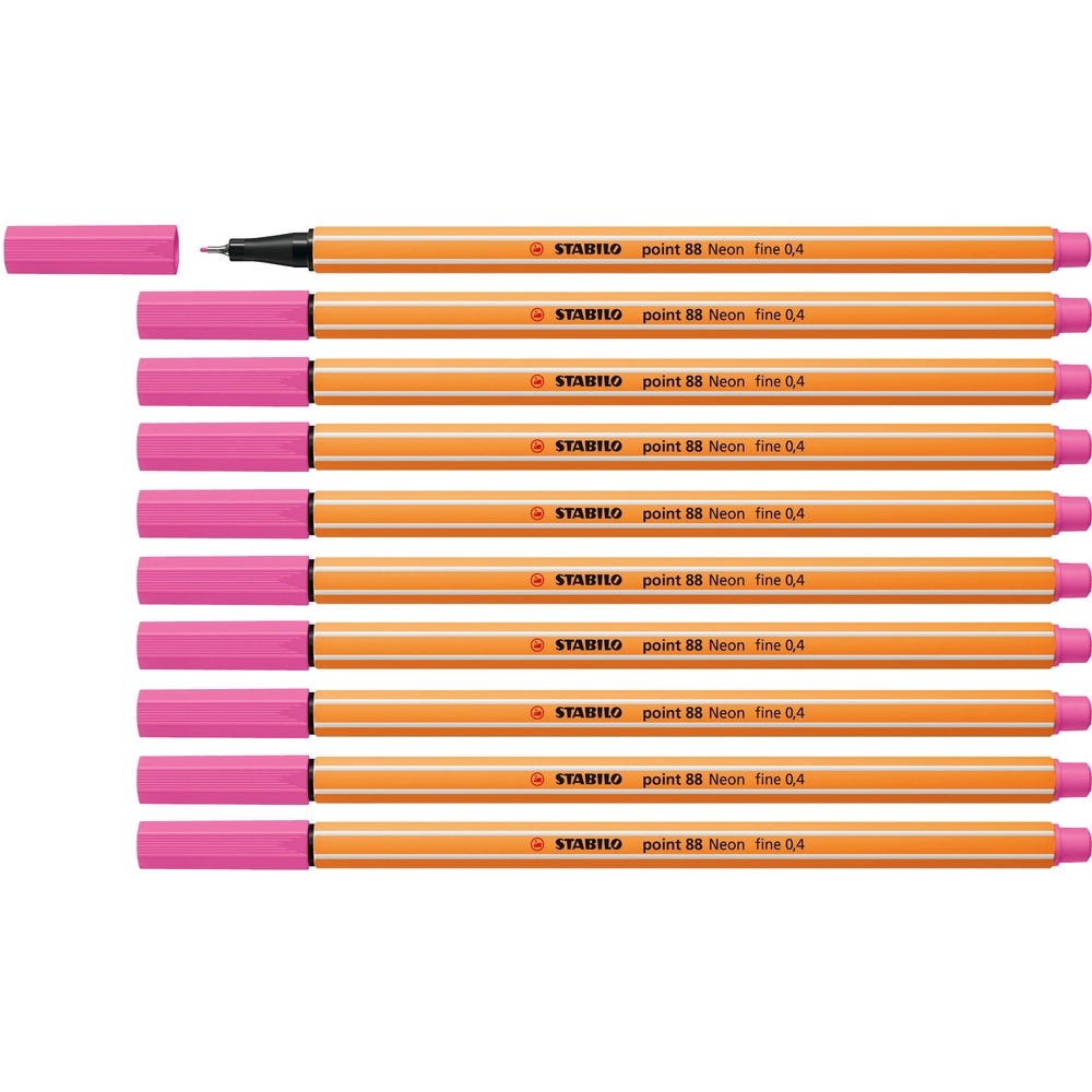 STABILO Point 88 Fineliner Pens Pink Pack of 10