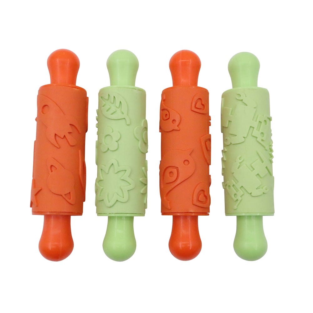 Retro Rubber Rolling Pins, Pack 4