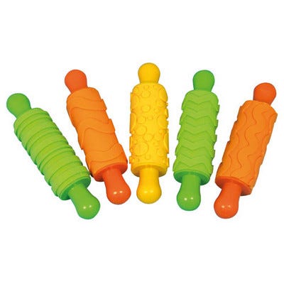Rubber Rolling Pins Patterned Assorted Pack 5