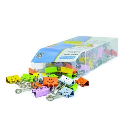 19mm Smiles Foldback Clips/Assorted Pack of 80