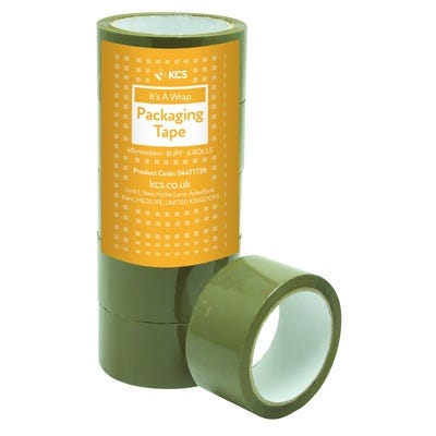 48mm x 6m KCS Buff Packaging Tape Pack of 6 Rolls