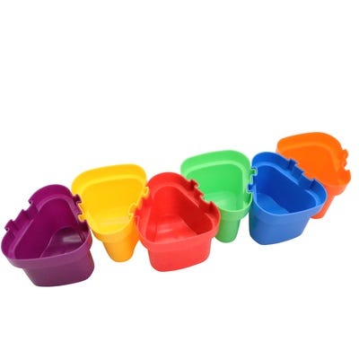 Triangular Connector Pots, Assorted Colours, Pack 6