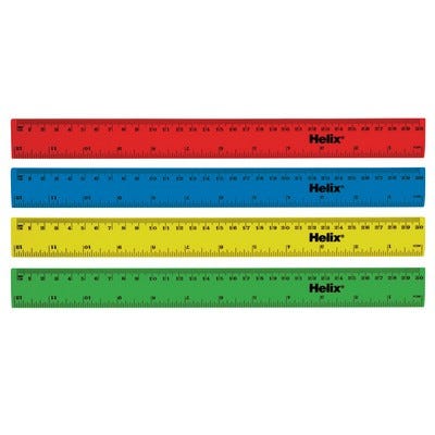 300mm Shatter Resistant Ruler, Assorted Colours, Pack 100