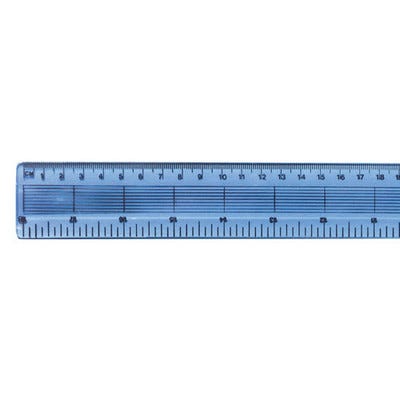 450mm Plastic Ruler, Blue, Each
