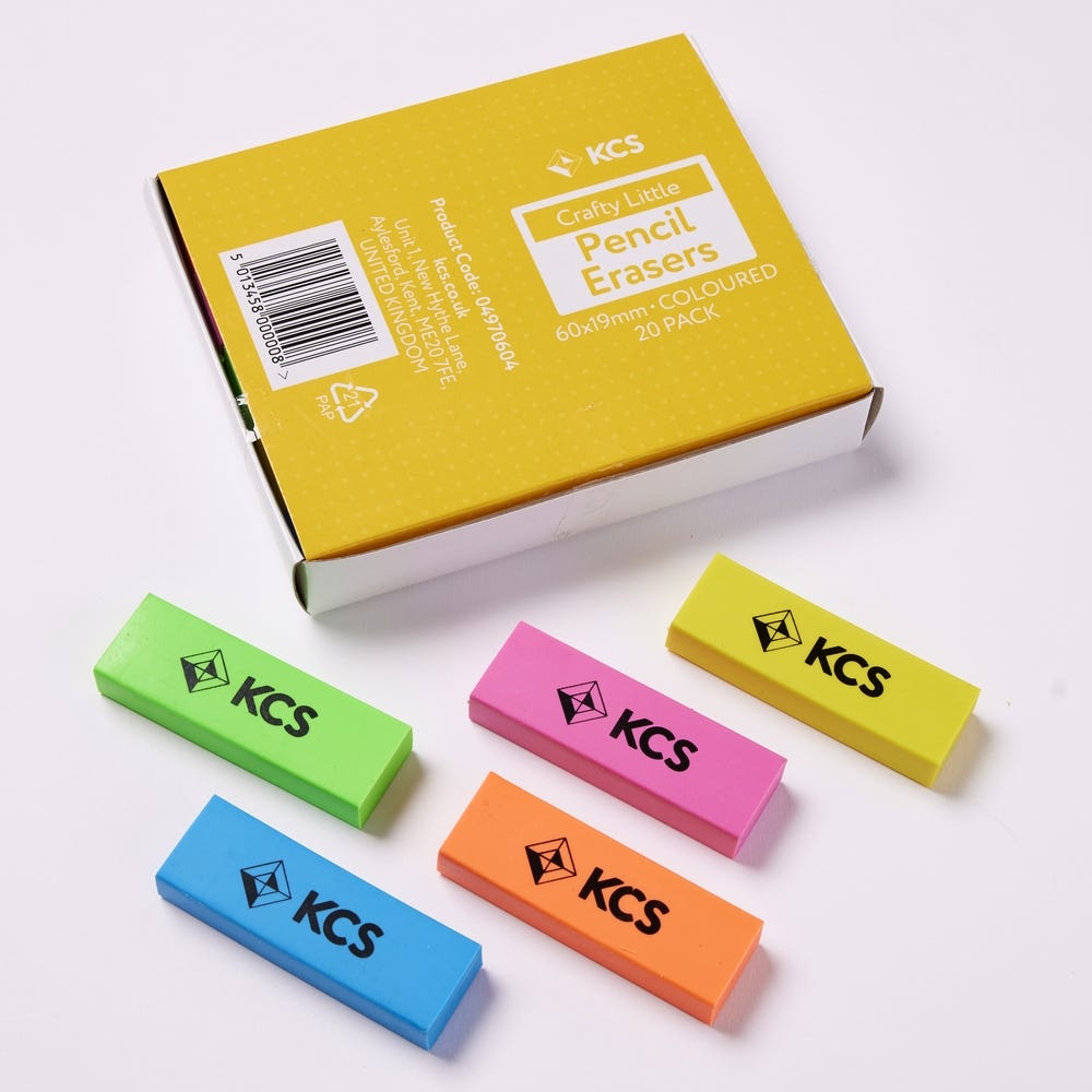 KCS Erasers Assorted Colours Pack of 20