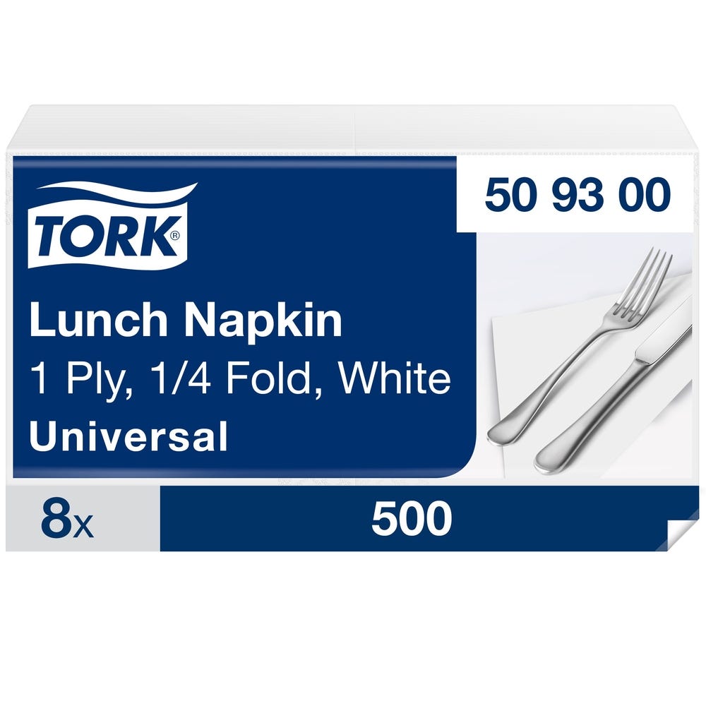 325 x 325mm Tork Paper Serviettes White Pack of 4,00