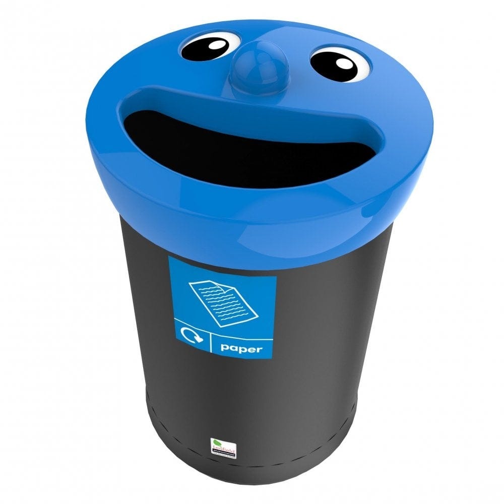 Smiley Face Paper Recycling Bin 41 Litres Blue