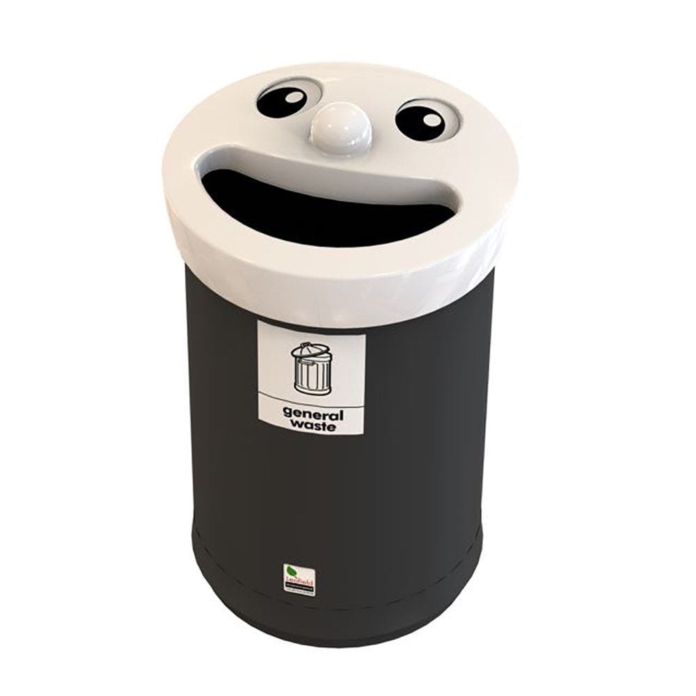 Smiley Face General Waste Recycling Bin 52 Litres White