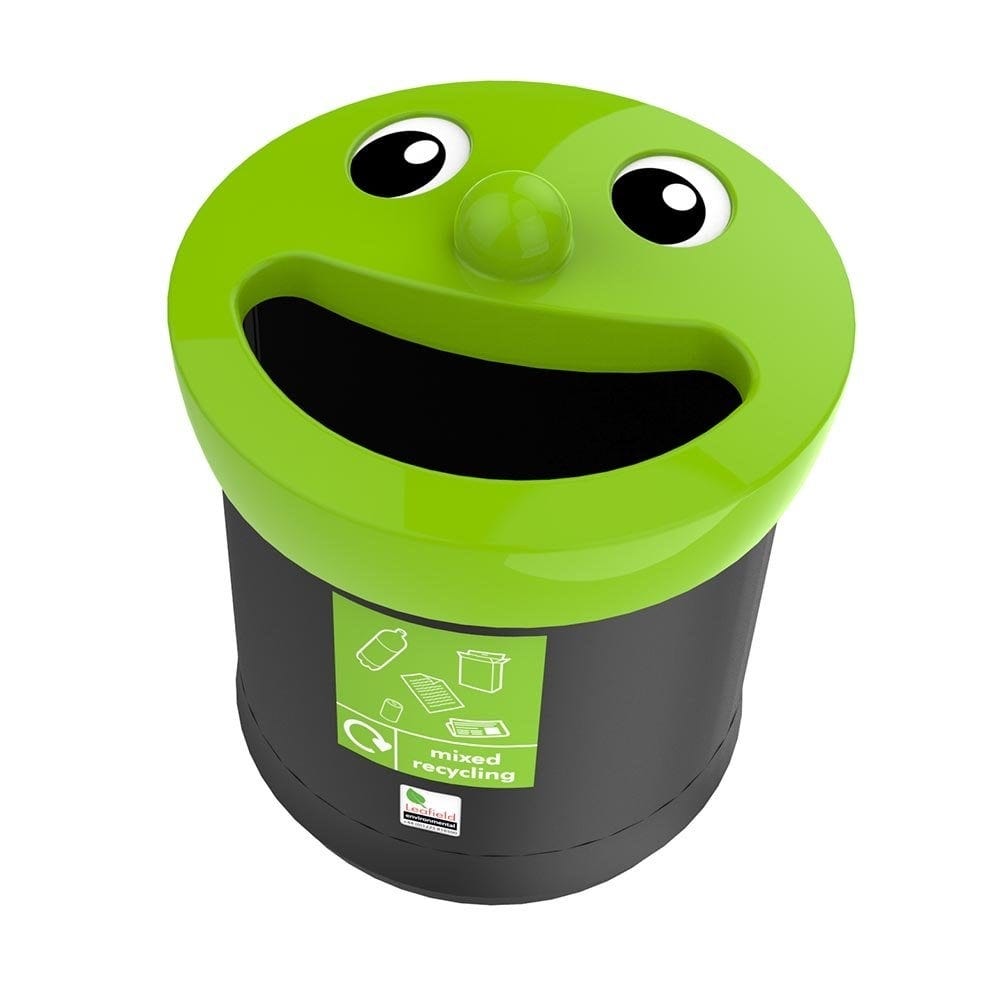Smiley Face Mixed Recycling Bin 62 Litres Lime Green