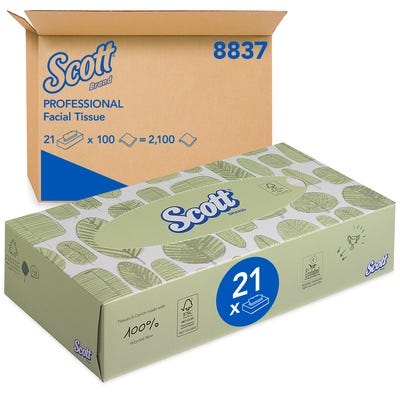 Scott 2 Ply Facial Tissues 100 Sheets Case of 21