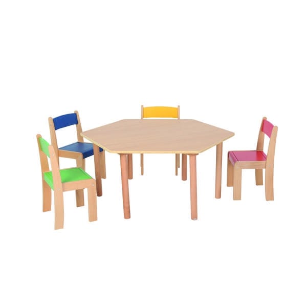 Natural Beechwood Hexagon Tables H590mm