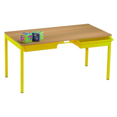 Romney Table & Trays 590x1100x550 Yellow / Beech