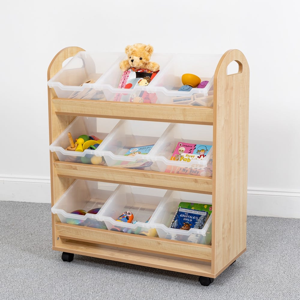 Wild Wood Tilt Tote Storage 9 Clear Tubs