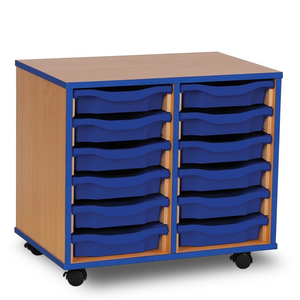 12 Single Coloured Edge Tray Unit Maple Green Trays