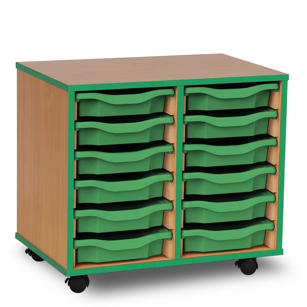 12 Single Coloured EdgeTray Unit Maple Green Trays