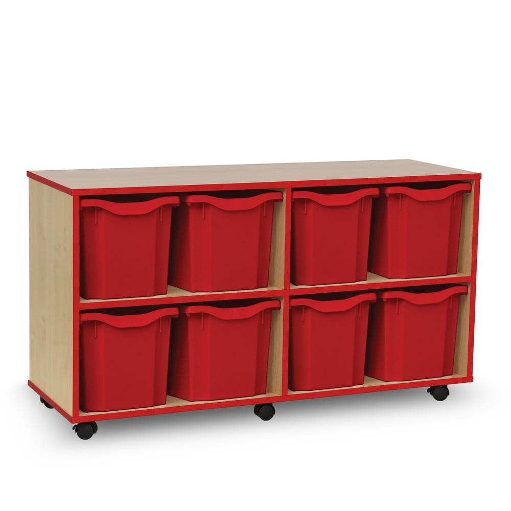 8 Quad Tray Unit Maple Red Trays