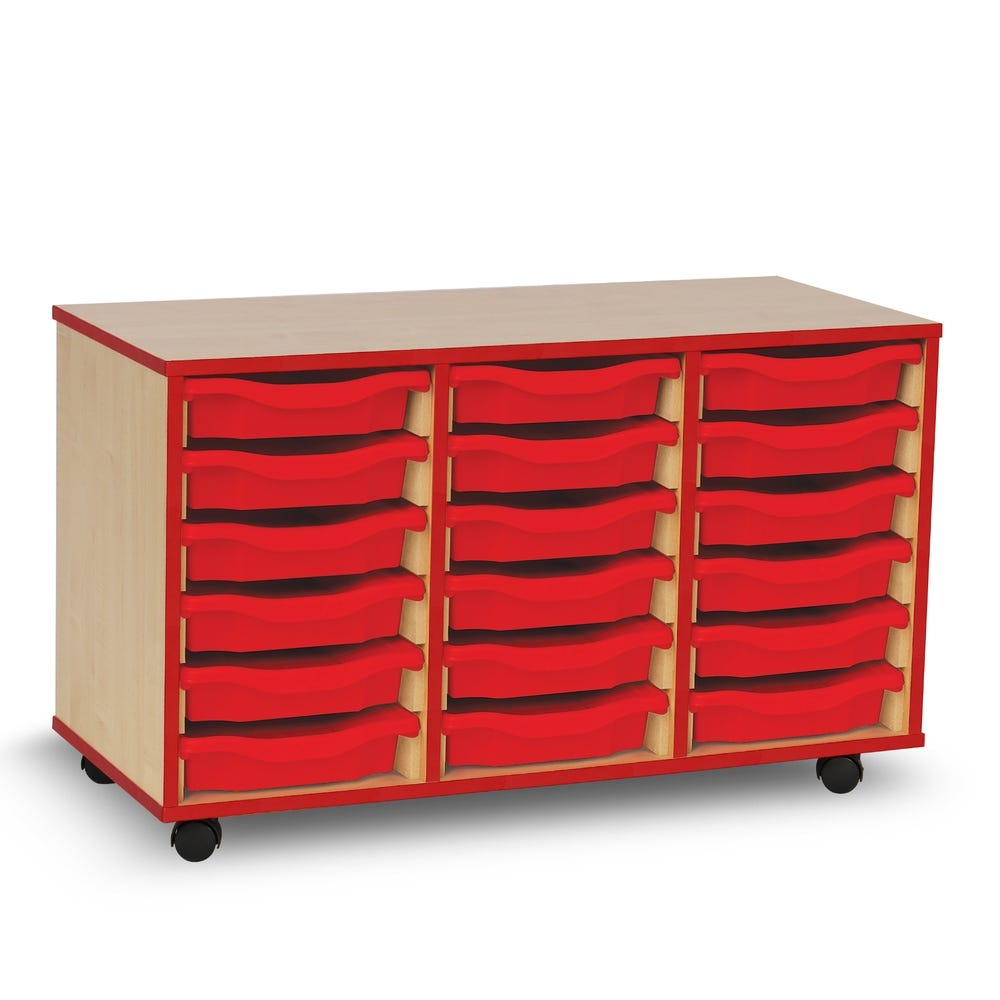 18 Single Tray Unit Maple Red Trays
