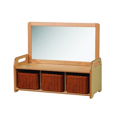 Low Mirror Storage Unit with 3 Baskets
