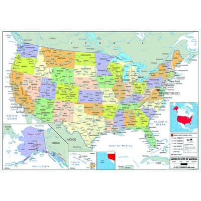 USA Political Map Each