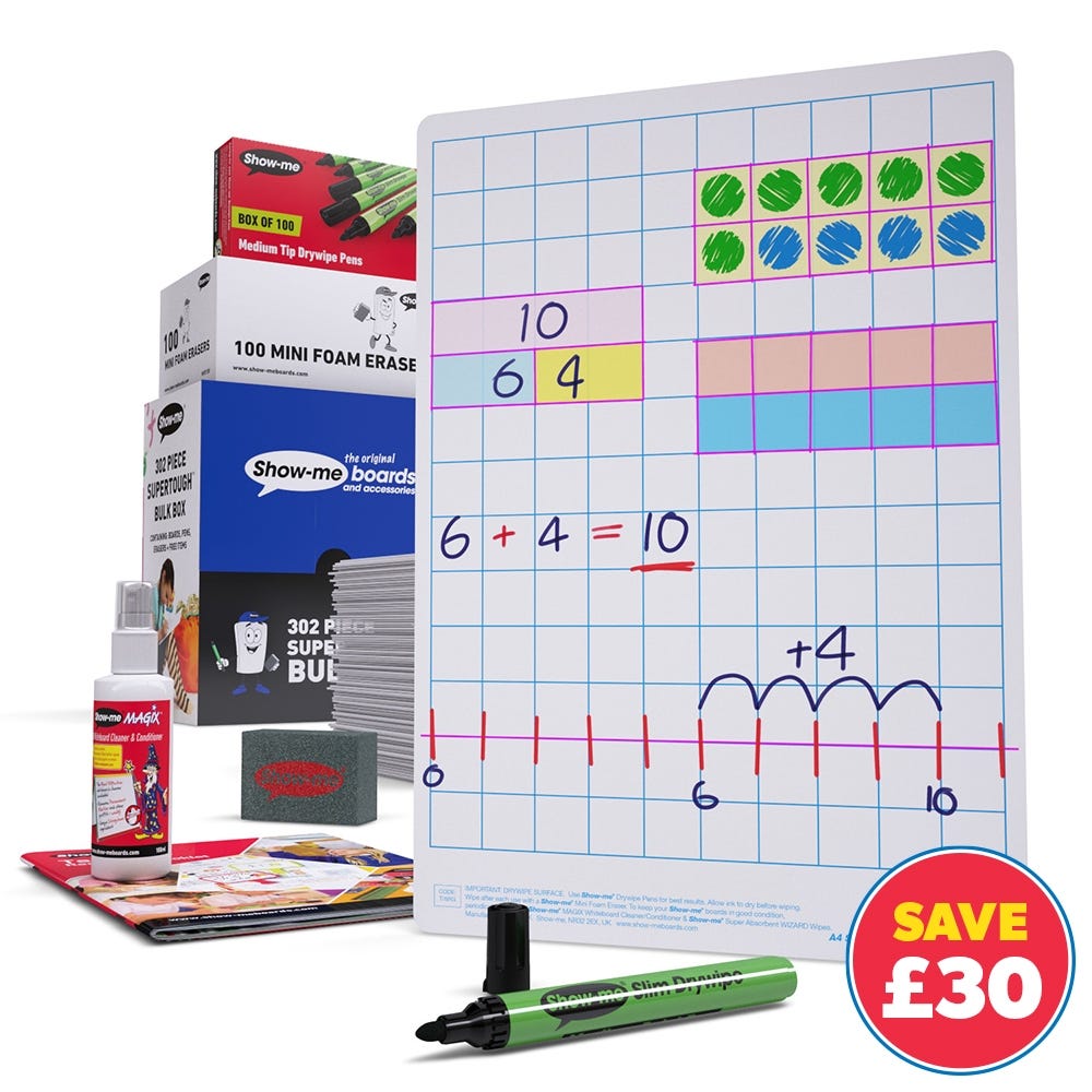 A4 Show-me Supertough Gridded Whiteboards Bulk Box 100 Sets