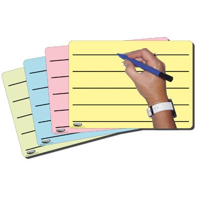 A4 Tinted Whiteboards Assorted Colours Pack of 4