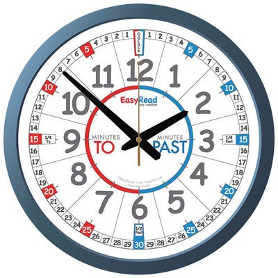 Easyread Classroom Clock White/Blue Each