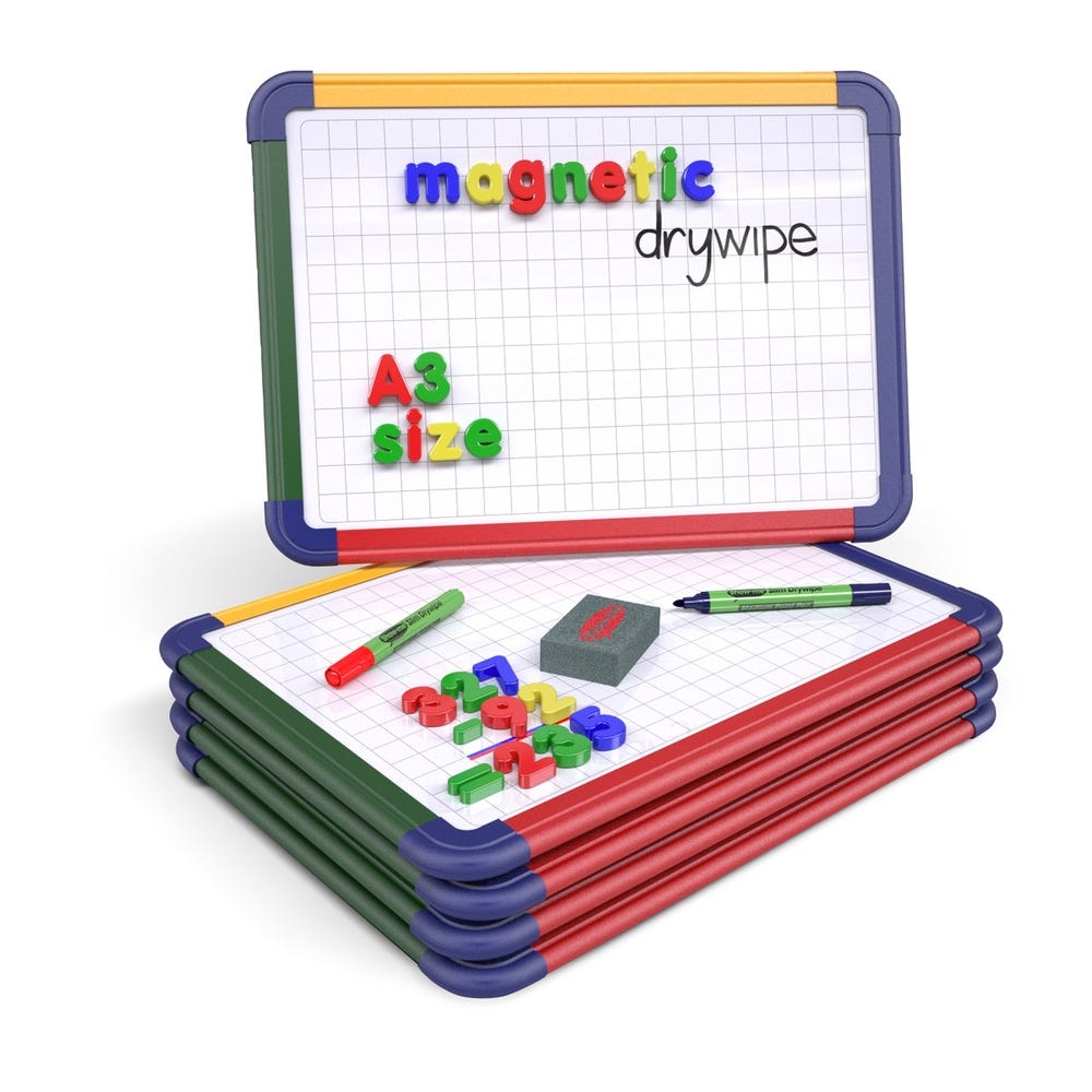 A3 Show-me Magnetic Framed Boards Gridded/Plain Pack of 5