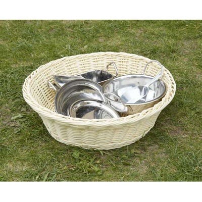 Faux Plastic Wicker Basket Circular
