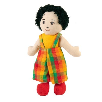 Boy Rag Doll - white skin black hair