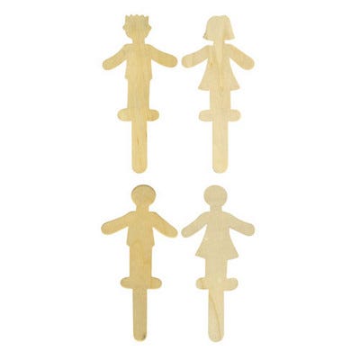 Wooden Jumbo People Sticks Natural Pack 12